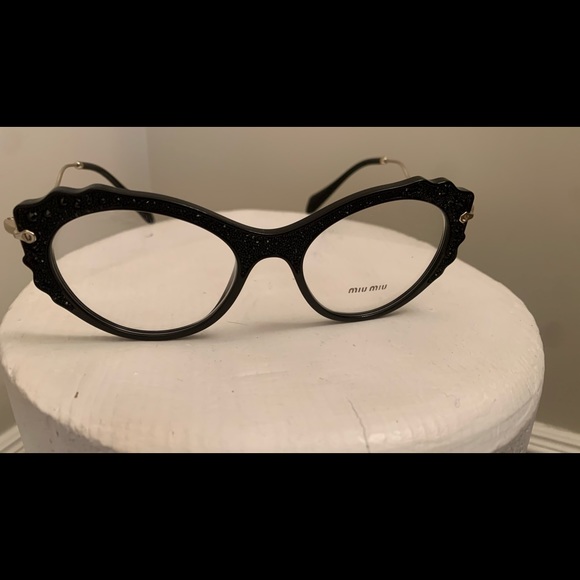 Miu Miu Black Glitter Cat Eye Sunglasses